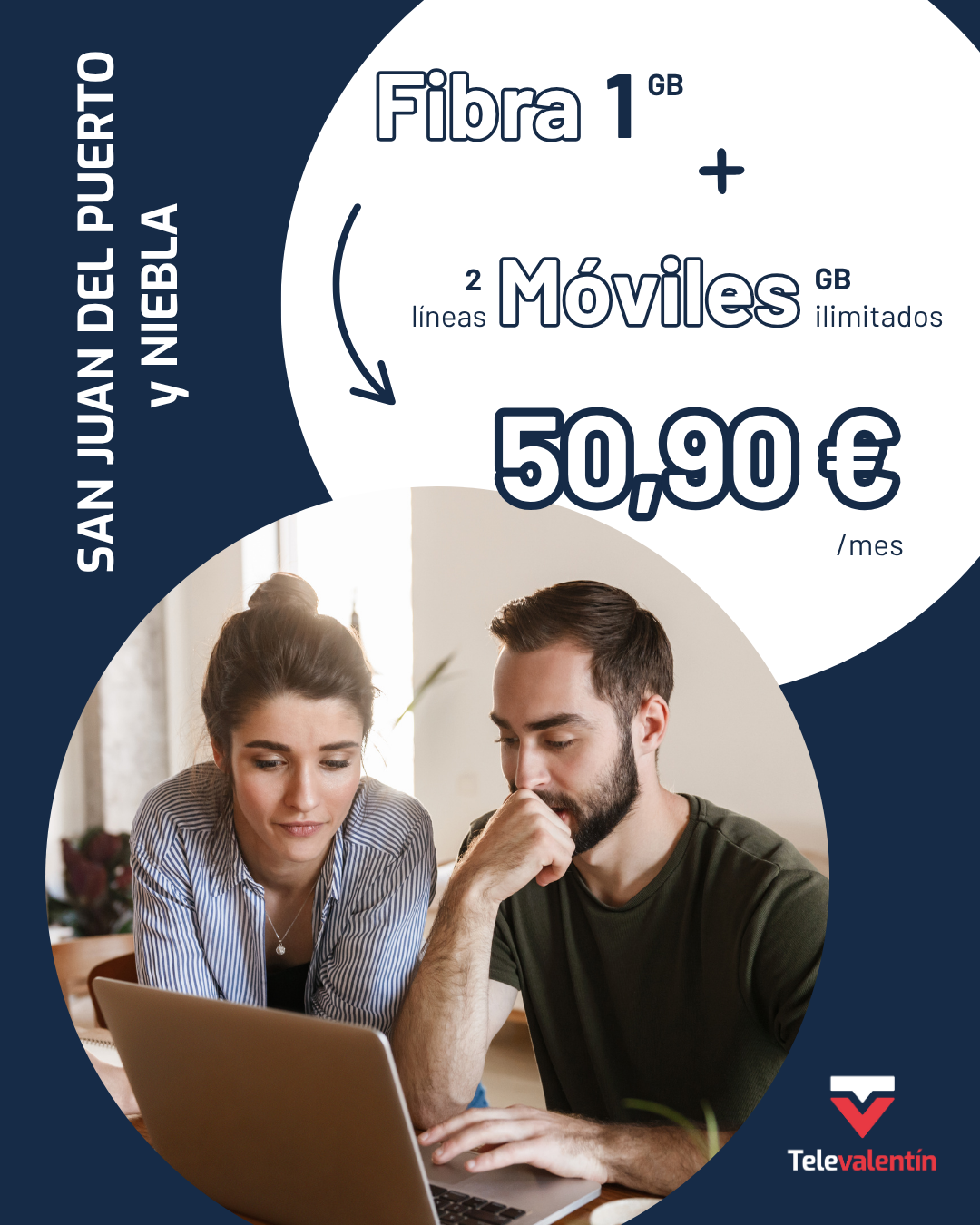 Fibra 1 GB + 2 lineas moviles ilimitadas