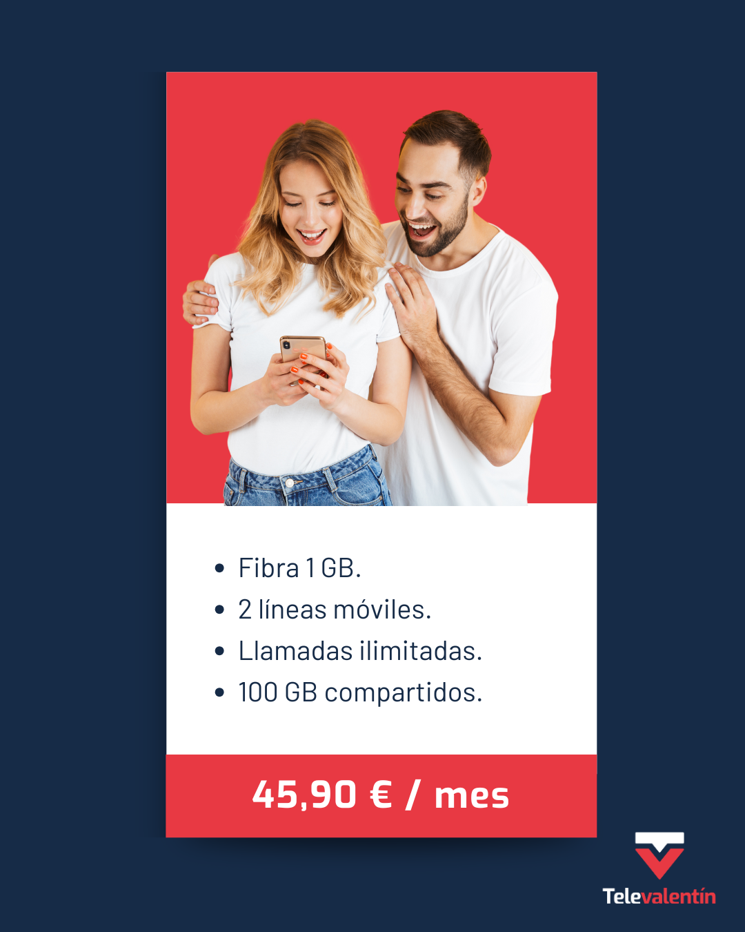 Fibra 1 GB + 2 lineas moviles