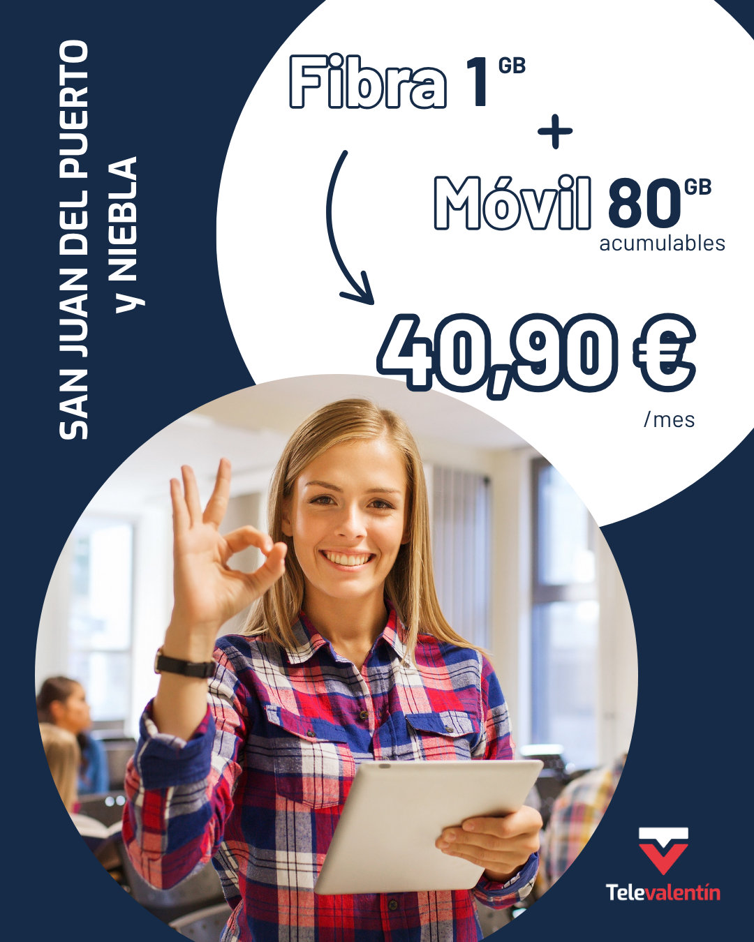 Fibra 1 GB + linea movil 80 GB