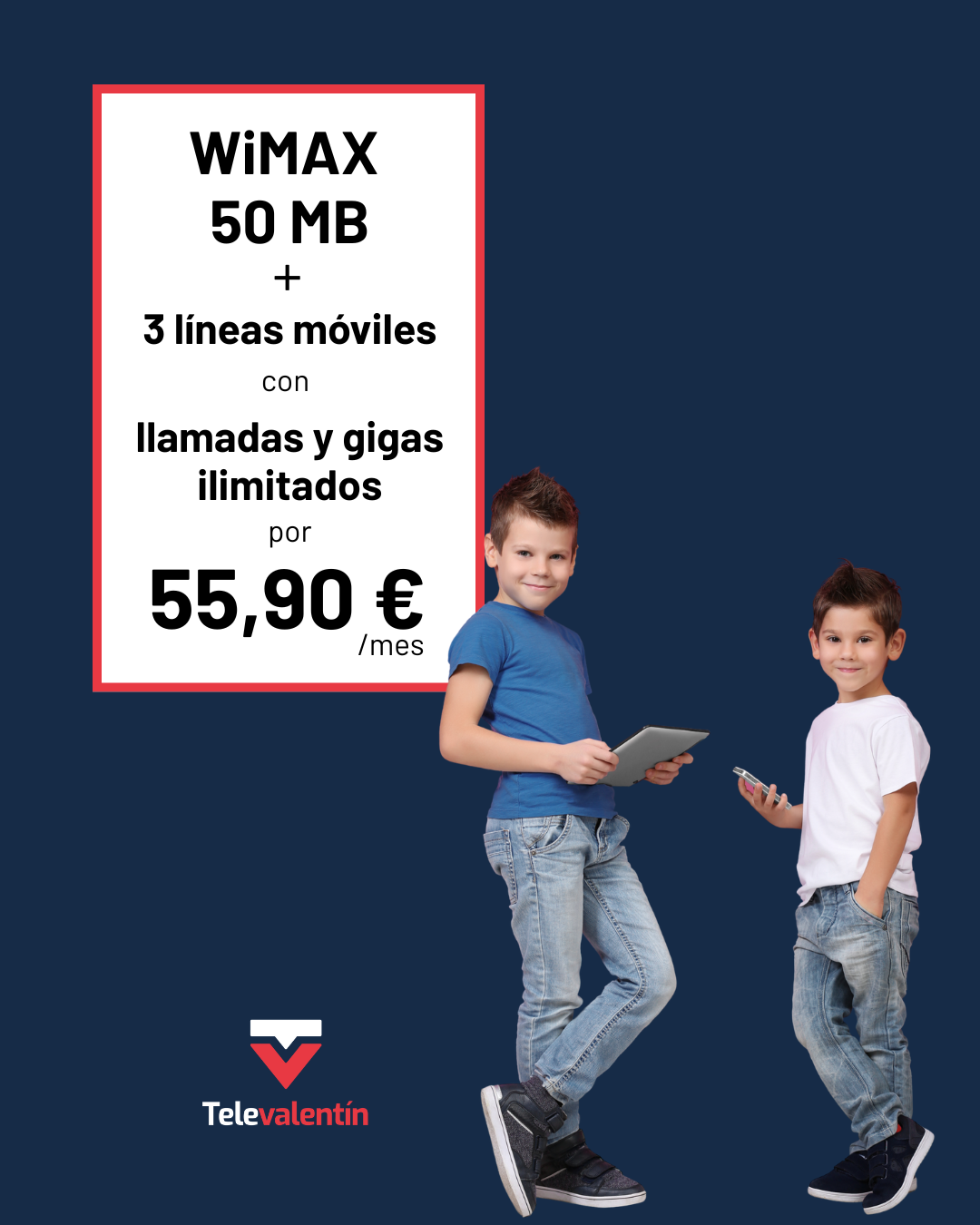 Internet WiMAX 50 MB y 3 lineas moviles ilimitadas