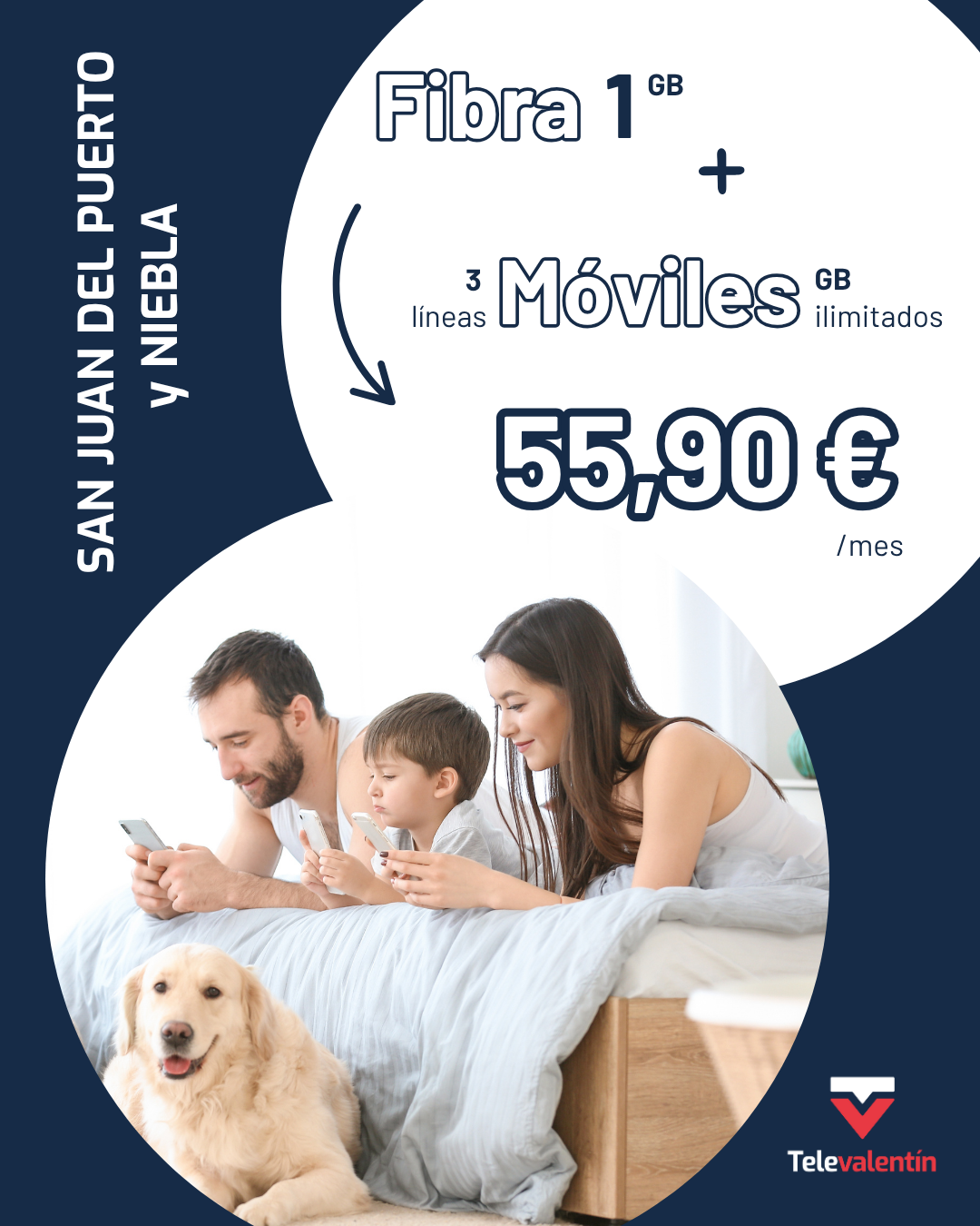 Fibra 1 GB + 3 lineas moviles ilimitadas