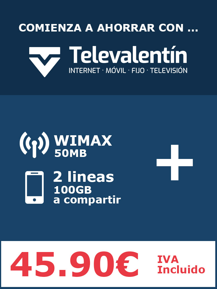 WiMAX 50 MB + 2 lineas moviles con 100 gigas a compartir