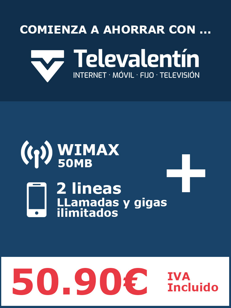 WiMAX 50 MB + 2 lineas moviles con gigas y llamadas ilimitadas